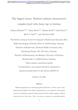 Habitat Isolation Deconstructs Complex Food Webs from Top to Bottom