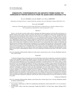 Romarchite, Hydroromarchite and Abhurite Formed During the Corrosion of Pewter Artifacts from the Queen Anne’S Revenge (1718)