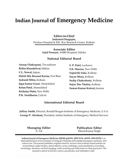 Indian Journal of Emergency Medicine