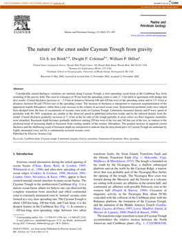 The Nature of the Crust Under Cayman Trough from Gravity