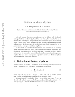 Finitary Incidence Algebras