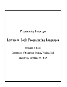 Logic Programming Languages