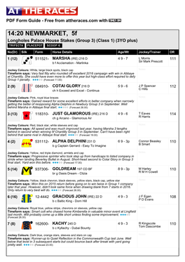 14:20 NEWMARKET, 5F Longholes Palace House Stakes (Group 3) (Class 1) (3YO Plus)