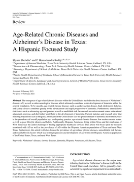 Age-Related Chronic Diseases and Alzheimer's Disease in Texas: A