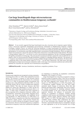 Can Large Branchiopods Shape Microcrustacean Communities in Mediterranean Temporary Wetlands?