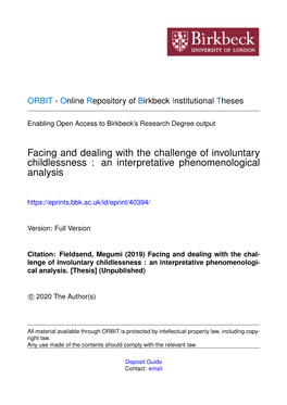 Facing and Dealing with the Challenge of Involuntary Childlessness : an Interpretative Phenomenological Analysis