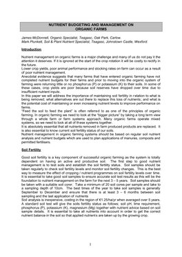 1 Nutrient Budgeting and Management on Organic Farms