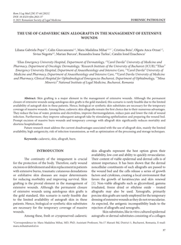 The Use of Cadaveric Skin Allografts in the Management of Extensive Wounds