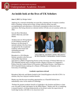 An Inside Look at the Lives of UK Scholars Undergraduate Academic Awards