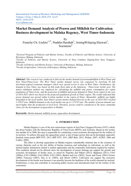 Market Demand Analysis of Prawn and Milkfish for Cultivation Business Development in Malaka Regency, West Timor-Indonesia