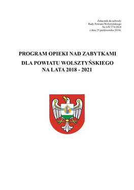 Program Opieki Nad Zabytkami Dla Powiatu Wolsztyńskiego Na Lata 2018