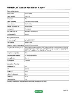 Primepcr™Assay Validation Report