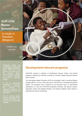 VLIR-UOS Scholarships to Study in Belgium 2021-2022