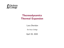 Thermodynamics Thermal Expansion