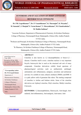 World Journal of Pharmaceutical Research SJIF Impact Factor 8.084 Logeshkumar Et Al