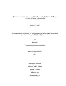 Entertainment Media Narratives and Attitude Accessibility: Implications for Person Perception and Health Communication