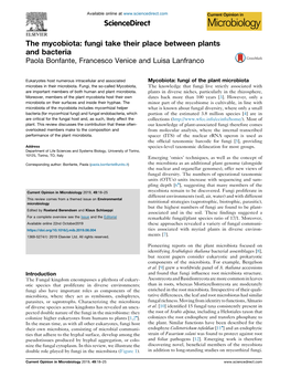 The Mycobiota: Fungi Take Their Place Between Plants and Bacteria