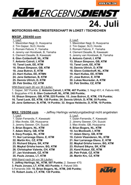 24. Juli MOTOCROSS-WELTMEISTERSCHAFT in LOKET / TSCHECHIEN