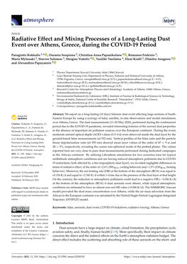 Radiative Effect and Mixing Processes of a Long-Lasting Dust Event Over Athens, Greece, During the COVID-19 Period