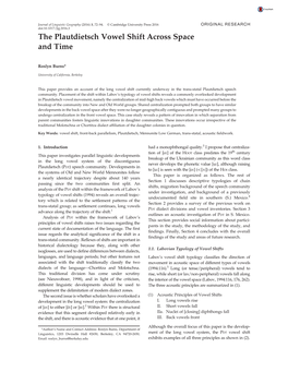 The Plautdietsch Vowel Shift Across Space and Time