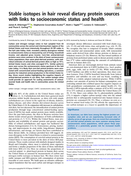 Stable Isotopes in Hair Reveal Dietary Protein Sources with Links to Socioeconomic Status and Health