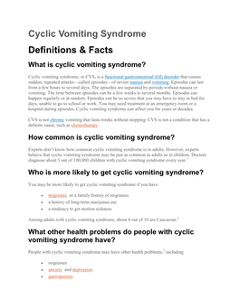 Cyclical Vomiting Syndrome in Children: a Prospective Study