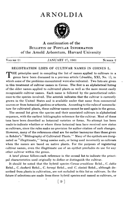 Registration Lists of Cultivar Names in Cornus L