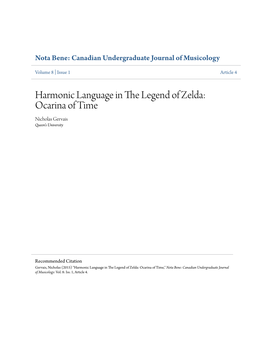 Harmonic Language in the Legend of Zelda: Ocarina of Time Nicholas Gervais Queen's University