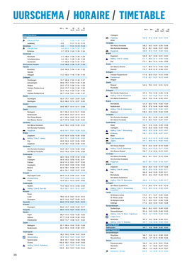 Uurschema / Horaire / Timetable