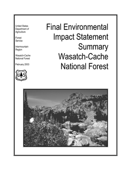 Final Environmental Impact Statement Summary Wasatch-Cache National