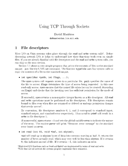 Using TCP Through Sockets 1 File Descriptors