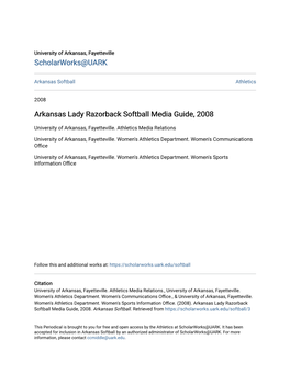Arkansas Lady Razorback Softball Media Guide, 2008