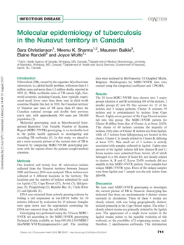 Molecular Epidemiology of Tuberculosis in the Nunavut Territory in Canada