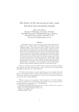 The Theory of the Rise of Sap in Trees: Some Historical and Conceptual Remarks