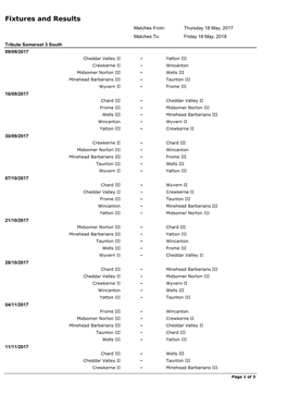 Fixtures and Results