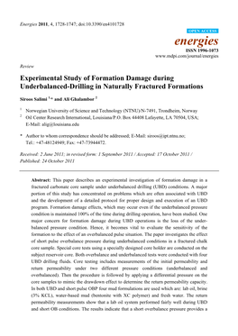 Experimental Study of Formation Damage During Underbalanced-Drilling in Naturally Fractured Formations