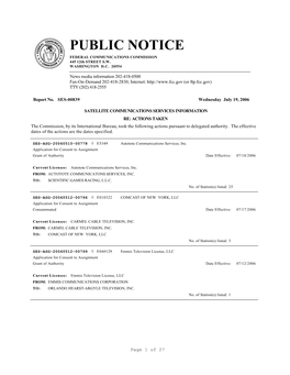 PUBLIC NOTICE FEDERAL COMMUNICATIONS COMMISSION 445 12Th STREET S.W