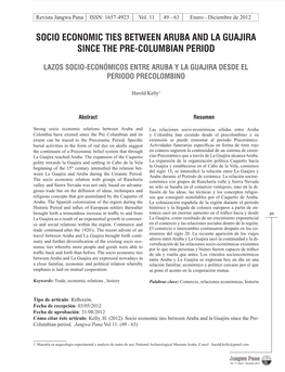 Socio Economic Ties Between Aruba and La Guajira Since the Pre-Columbian Period