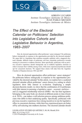 The Effect of the Electoral Calendar on Politicians' Selection Into