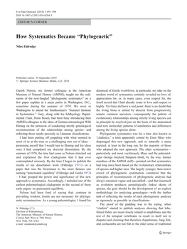 How Systematics Became “Phylogenetic”