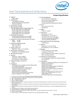 Intel® Solid State Drive E 5410S Series Advance Product Specification