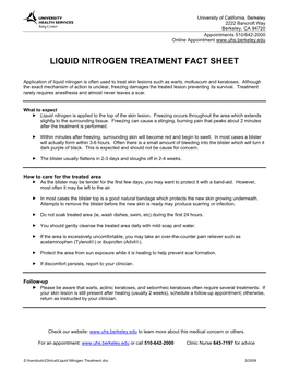 Liquid Nitrogen Treatment Fact Sheet