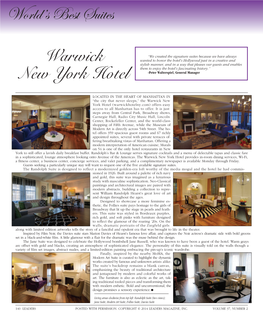 Warwick New York Hotel (Warwickhotelny.Com) Offers Easy Access to All Manhattan Has to Offer