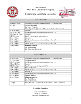 Ohio State University Congress Hispanic and Lusophone Linguistics