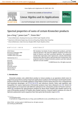 Spectral Properties of Sums of Certain Kronecker Products