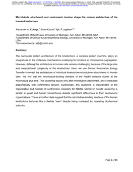 Of 33 Microtubule Attachment and Centromeric Tension Shape