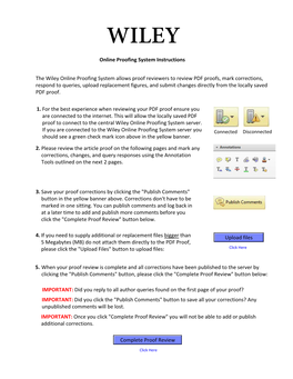 Online Proofing System Instructions the Wiley Online Proofing System