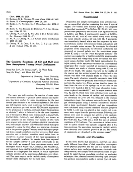 The Catalytic Reactions of CO and H2O Over New Amorphous Ternary