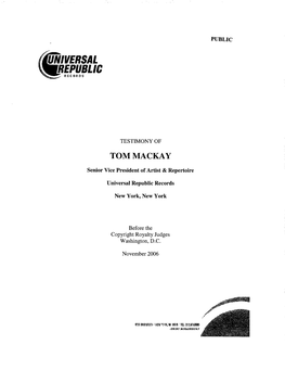 Tom Mackay Testimony