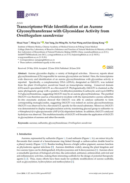 Transcriptome-Wide Identification of an Aurone Glycosyltransferase With